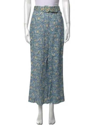 Pre-owned Zimmermann Linen Wide Leg Pants In Blue