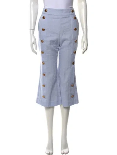 Pre-owned Zimmermann Linen Wide Leg Pants In Blue