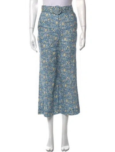 Pre-owned Zimmermann Linen Wide Leg Pants In Blue