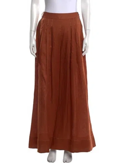 Pre-owned Zimmermann Linen Wide Leg Pants In Brown