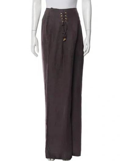 Pre-owned Zimmermann Linen Wide Leg Pants In Gray