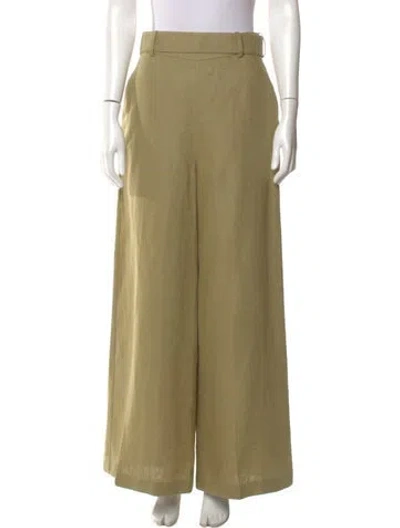 Pre-owned Zimmermann Linen Wide Leg Pants In Green