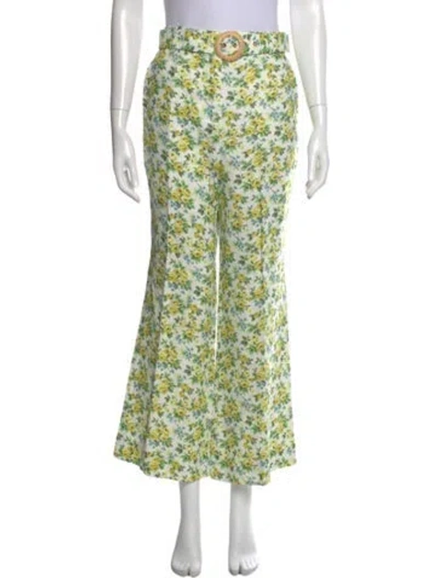 Pre-owned Zimmermann Linen Wide Leg Pants In Green