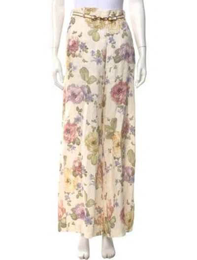 Pre-owned Zimmermann Linen Wide Leg Pants In Multi