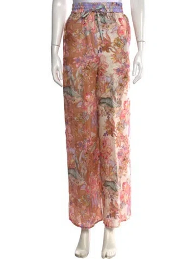 Pre-owned Zimmermann Linen Wide Leg Pants In Multi