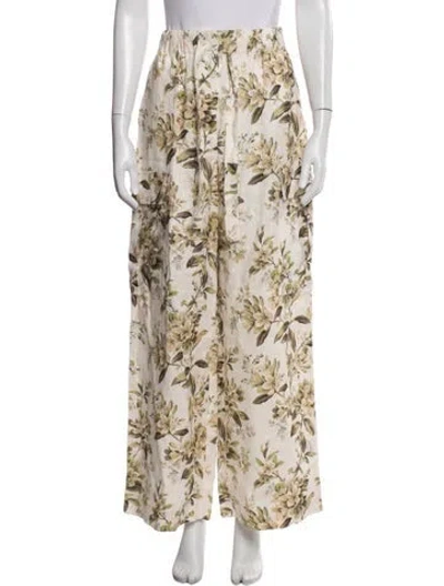 Pre-owned Zimmermann Linen Wide Leg Pants In Multi