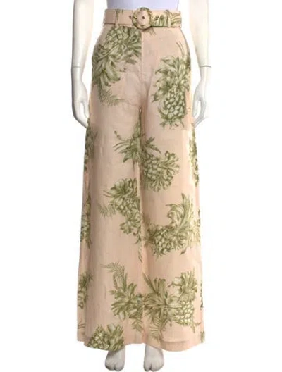 Pre-owned Zimmermann Linen Wide Leg Pants In Multi