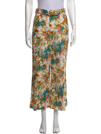 Pre-owned Zimmermann Linen Wide Leg Pants In Multi