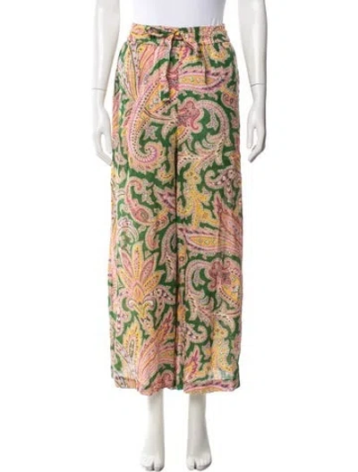 Pre-owned Zimmermann Linen Wide Leg Pants In Multicolor