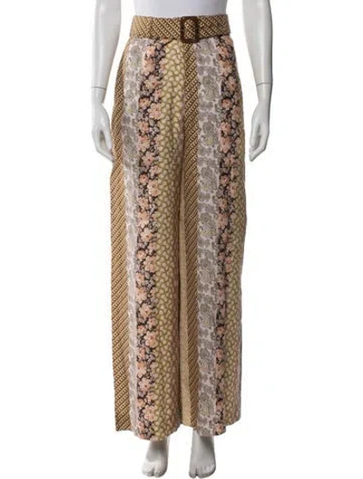 Pre-owned Zimmermann Linen Wide Leg Pants In Multicolor
