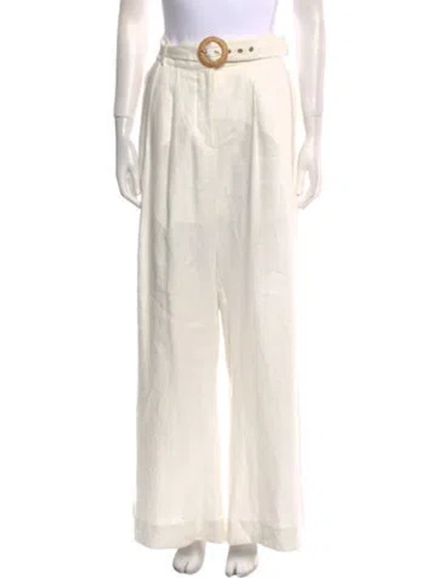 Pre-owned Zimmermann Linen Wide Leg Pants In Neutral