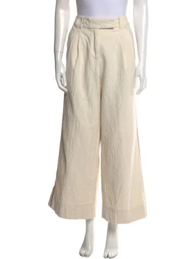Pre-owned Zimmermann Linen Wide Leg Pants In Neutral