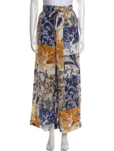 Pre-owned Zimmermann Linen Wide Leg Pants In Neutral