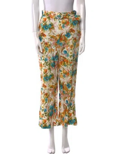 Pre-owned Zimmermann Linen Wide Leg Pants In Neutral