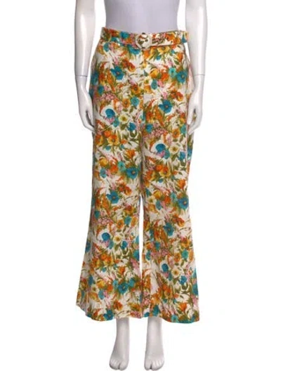 Pre-owned Zimmermann Linen Wide Leg Pants In Neutral