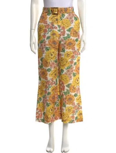 Pre-owned Zimmermann Linen Wide Leg Pants In Neutral