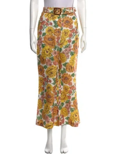 Pre-owned Zimmermann Linen Wide Leg Pants In Neutral