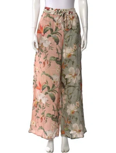 Pre-owned Zimmermann Linen Wide Leg Pants In Neutral