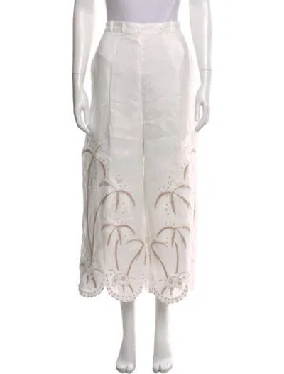 Pre-owned Zimmermann Linen Wide Leg Pants In Neutral