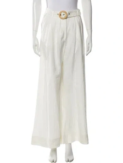 Pre-owned Zimmermann Linen Wide Leg Pants In Neutral