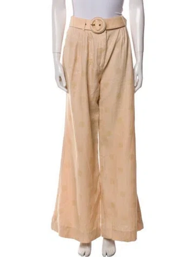 Pre-owned Zimmermann Linen Wide Leg Pants In Neutral