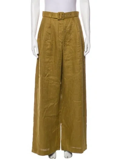 Pre-owned Zimmermann Linen Wide Leg Pants In Neutral