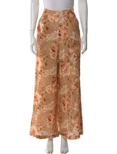 Pre-owned Zimmermann Linen Wide Leg Pants In Neutral