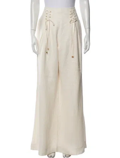Pre-owned Zimmermann Linen Wide Leg Pants In Neutral