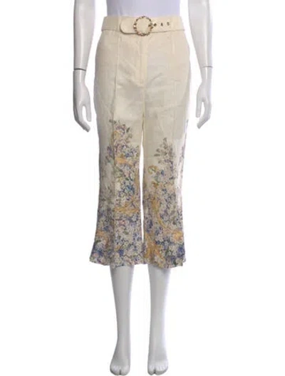 Pre-owned Zimmermann Linen Wide Leg Pants In Neutral
