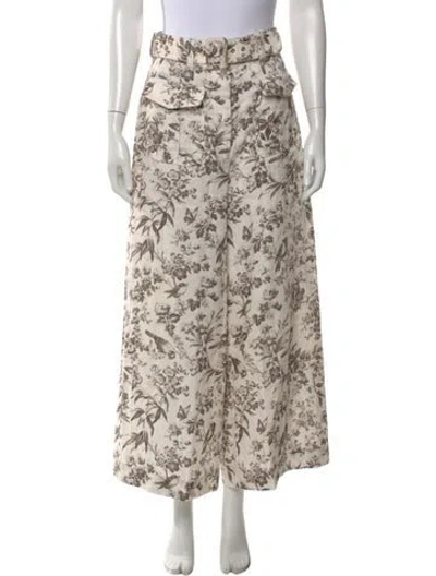 Pre-owned Zimmermann Linen Wide Leg Pants In Neutral