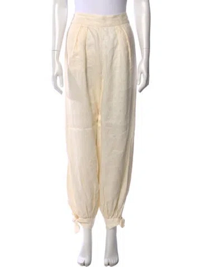 Pre-owned Zimmermann Linen Wide Leg Pants In Neutral