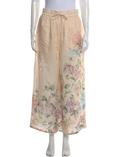 Pre-owned Zimmermann Linen Wide Leg Pants In Neutral
