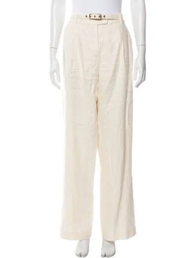 Pre-owned Zimmermann Linen Wide Leg Pants In Neutral