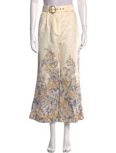 Pre-owned Zimmermann Linen Wide Leg Pants In Neutral