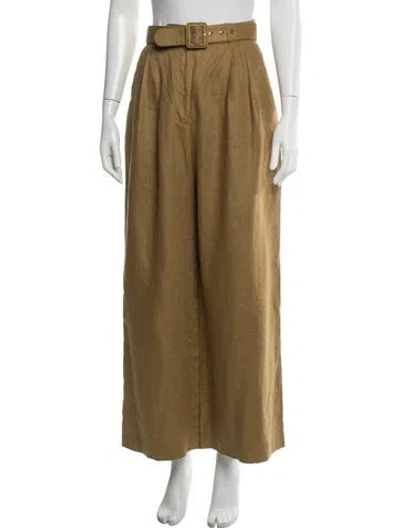 Pre-owned Zimmermann Linen Wide Leg Pants In Neutral