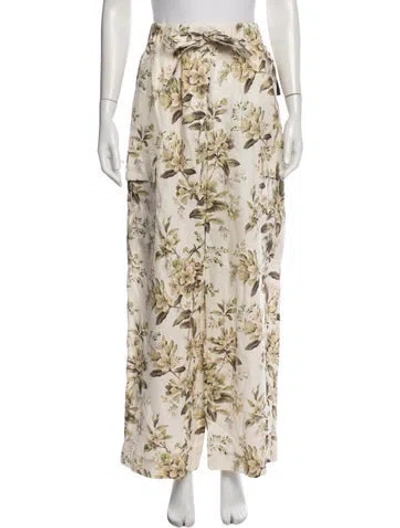 Pre-owned Zimmermann Linen Wide Leg Pants In Neutral
