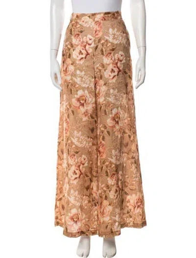 Pre-owned Zimmermann Linen Wide Leg Pants In Neutrals