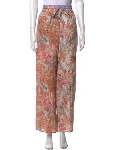 Pre-owned Zimmermann Linen Wide Leg Pants In Neutrals