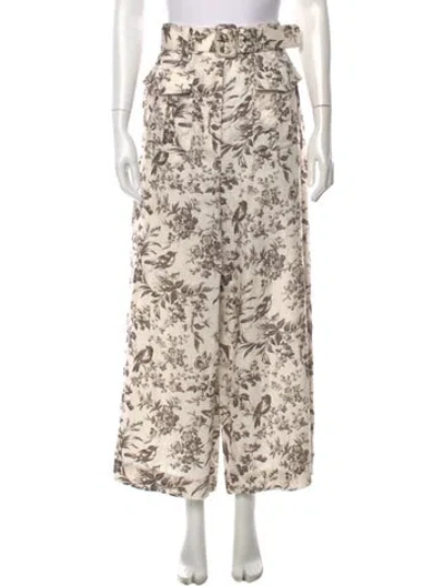 Pre-owned Zimmermann Linen Wide Leg Pants In Neutrals