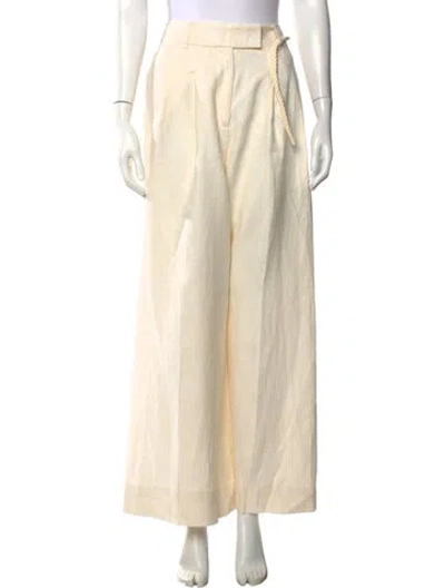 Pre-owned Zimmermann Linen Wide Leg Pants In Neutrals
