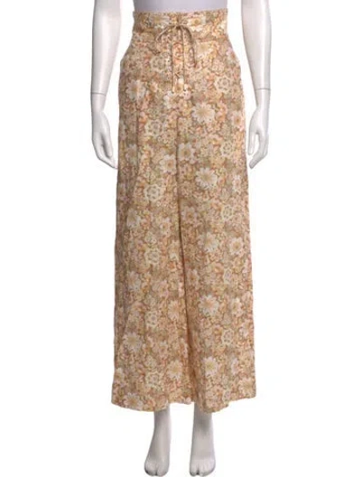 Pre-owned Zimmermann Linen Wide Leg Pants In Neutrals