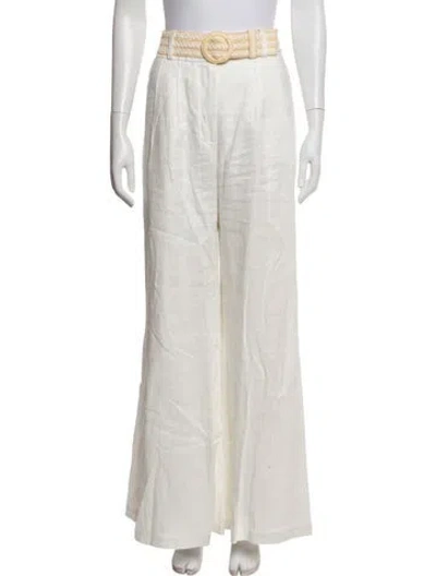 Pre-owned Zimmermann Linen Wide Leg Pants In Neutrals