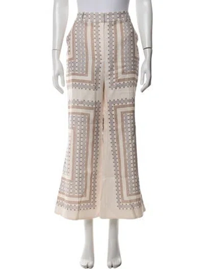Pre-owned Zimmermann Linen Wide Leg Pants In Neutrals