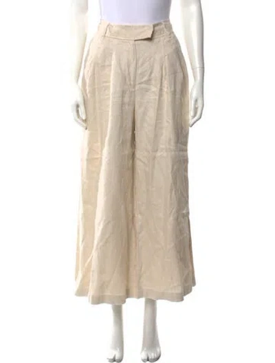 Pre-owned Zimmermann Linen Wide Leg Pants In Neutrals