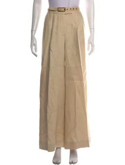 Pre-owned Zimmermann Linen Wide Leg Pants In Neutrals