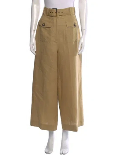 Pre-owned Zimmermann Linen Wide Leg Pants In Neutrals