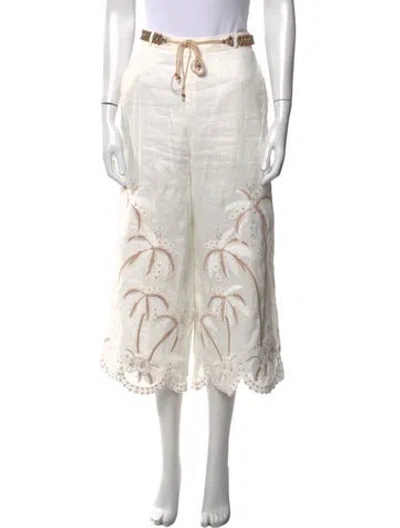 Pre-owned Zimmermann Linen Wide Leg Pants In Neutrals