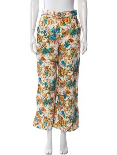 Pre-owned Zimmermann Linen Wide Leg Pants In Neutrals