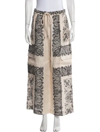 Pre-owned Zimmermann Linen Wide Leg Pants In Neutrals
