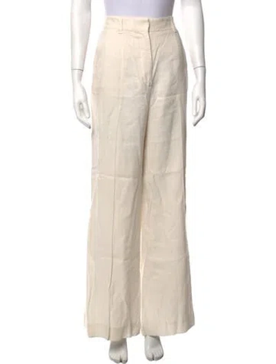 Pre-owned Zimmermann Linen Wide Leg Pants In Neutrals
